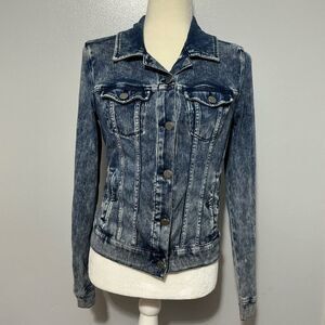Liverpool Distressed Stylish Blue Denim Jacket size S